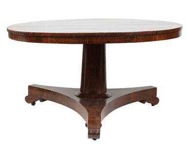 Antique English Regency Rosewood Round Tilt Top Dining Table | Work of Man