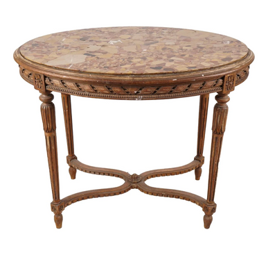 Antique Louis XVI Salon Table With Marble Top | Work of Man
