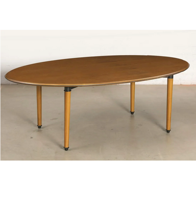 Mid Century Bleached Mahogany Oval Dining or Conference Table | Work of Man