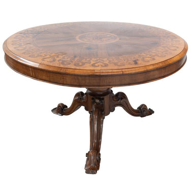 Antique English William IV Round PedestalInlay  Dining Table | Work of Man