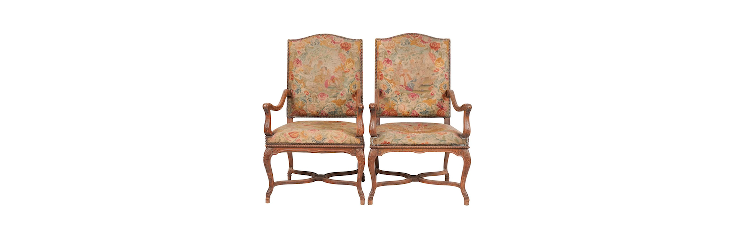 PAIR OF LATE 19TH C FRENCH LOUIS XV STYLE CARVED FRUITWOOD FAUTEUILS