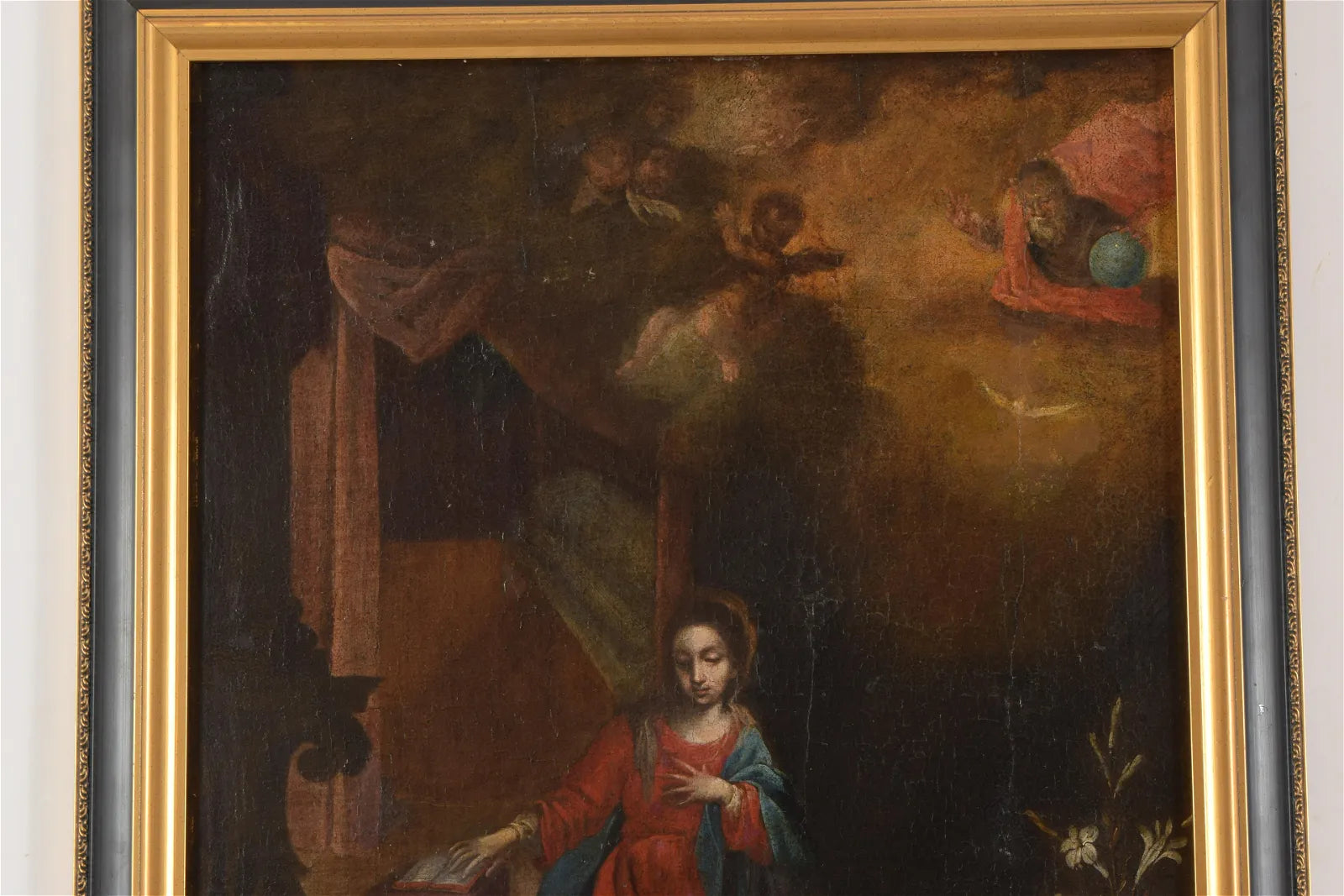 AW606: 18th Century Italian School Old Master - Adoration of Mary - Oil on Canvas Laid to Board