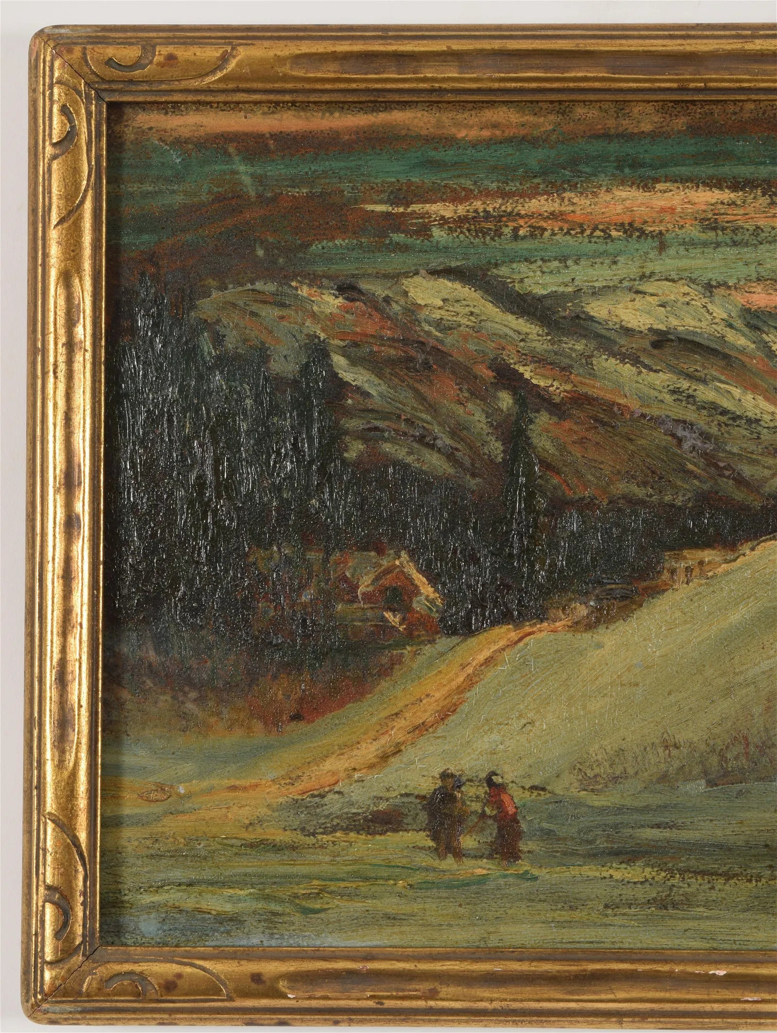 AW589: Early 20th Century Impressionist Painting of Wintery Landscape