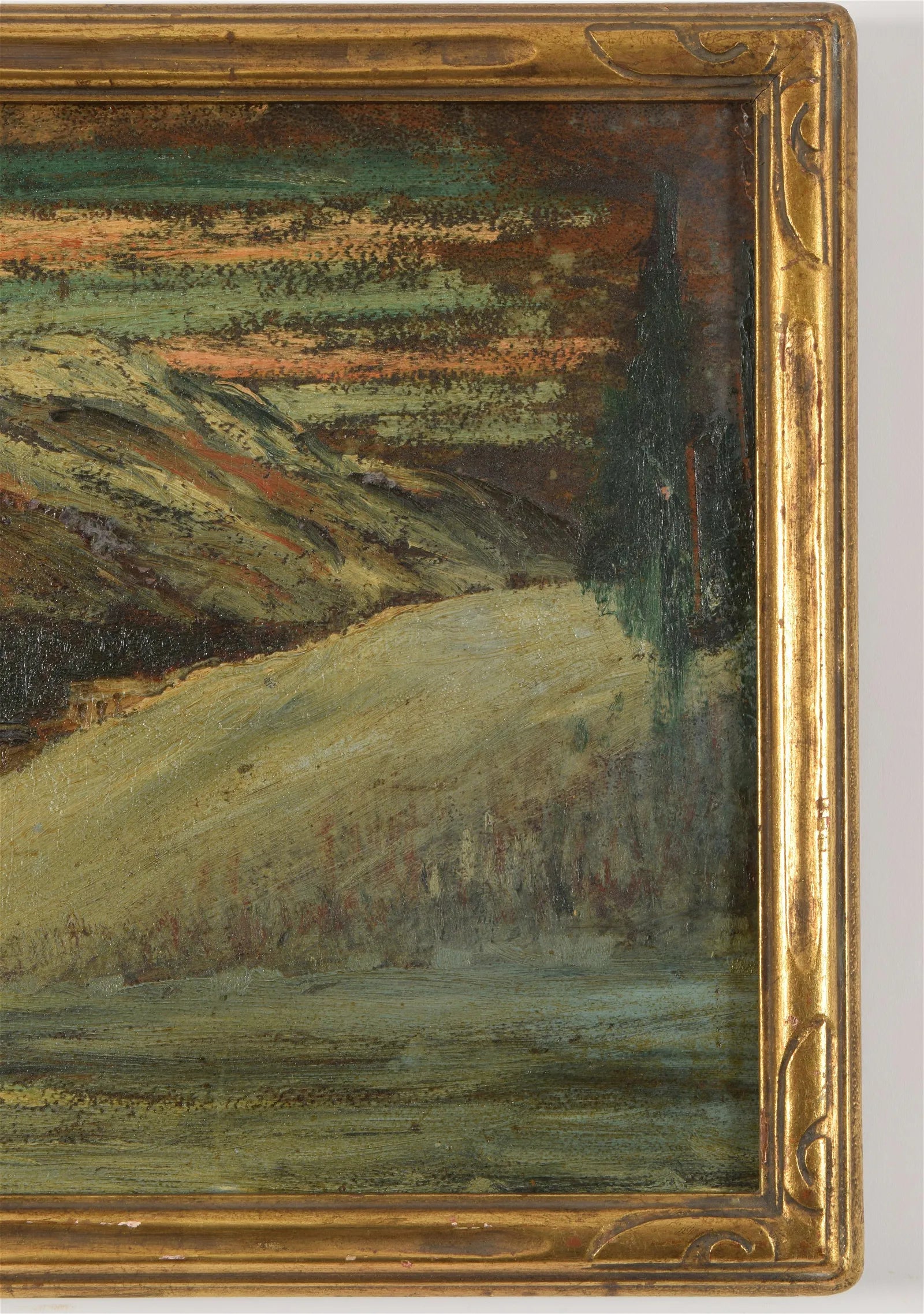 AW589: Early 20th Century Impressionist Painting of Wintery Landscape