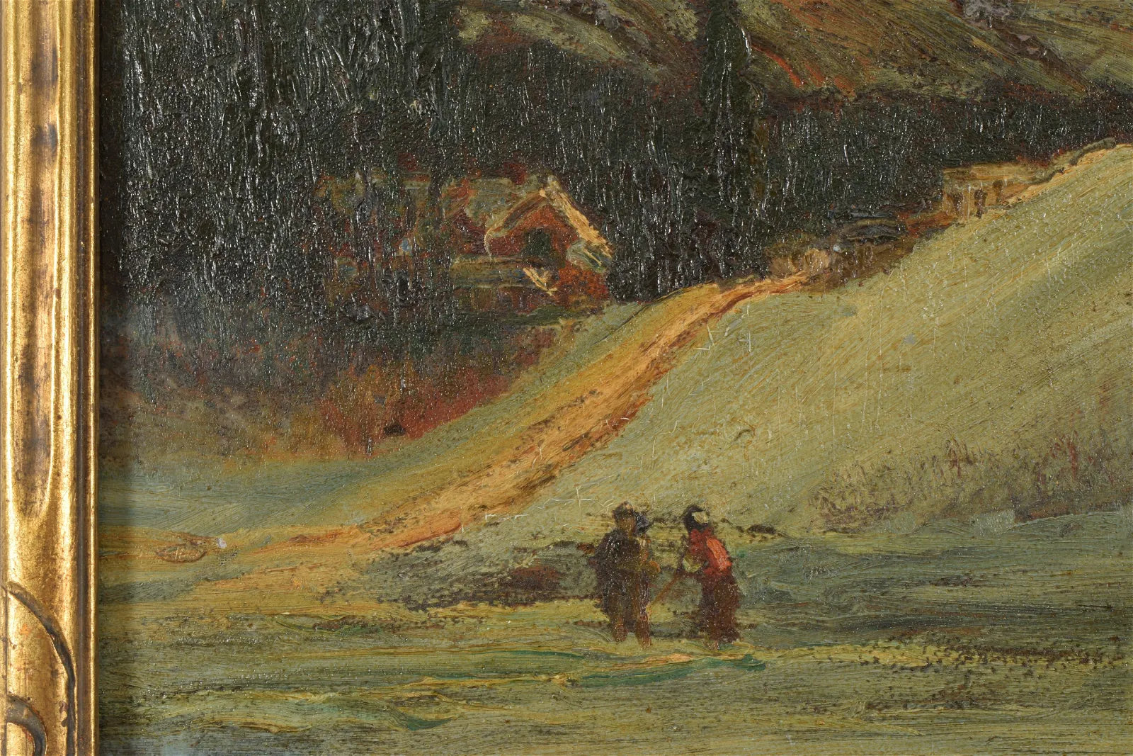 AW589: Early 20th Century Impressionist Painting of Wintery Landscape - Oil on board