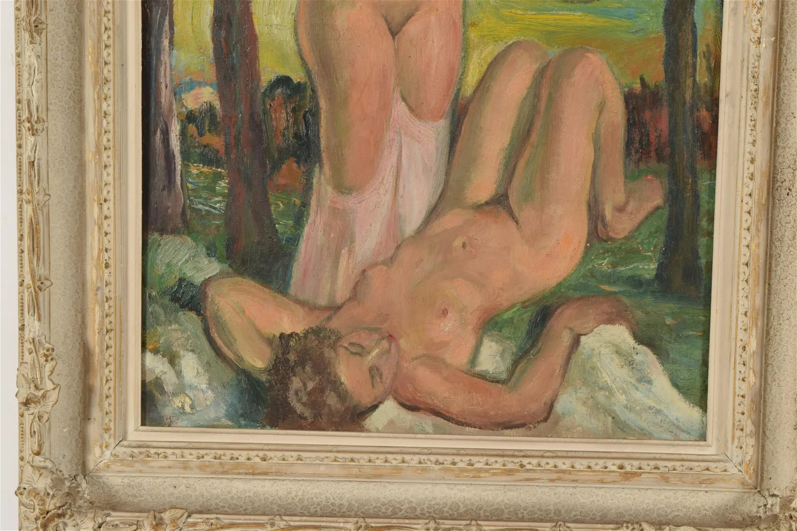 AW588: Early 20th Century Post-Impressionist Painting of Nudes in a Landscape