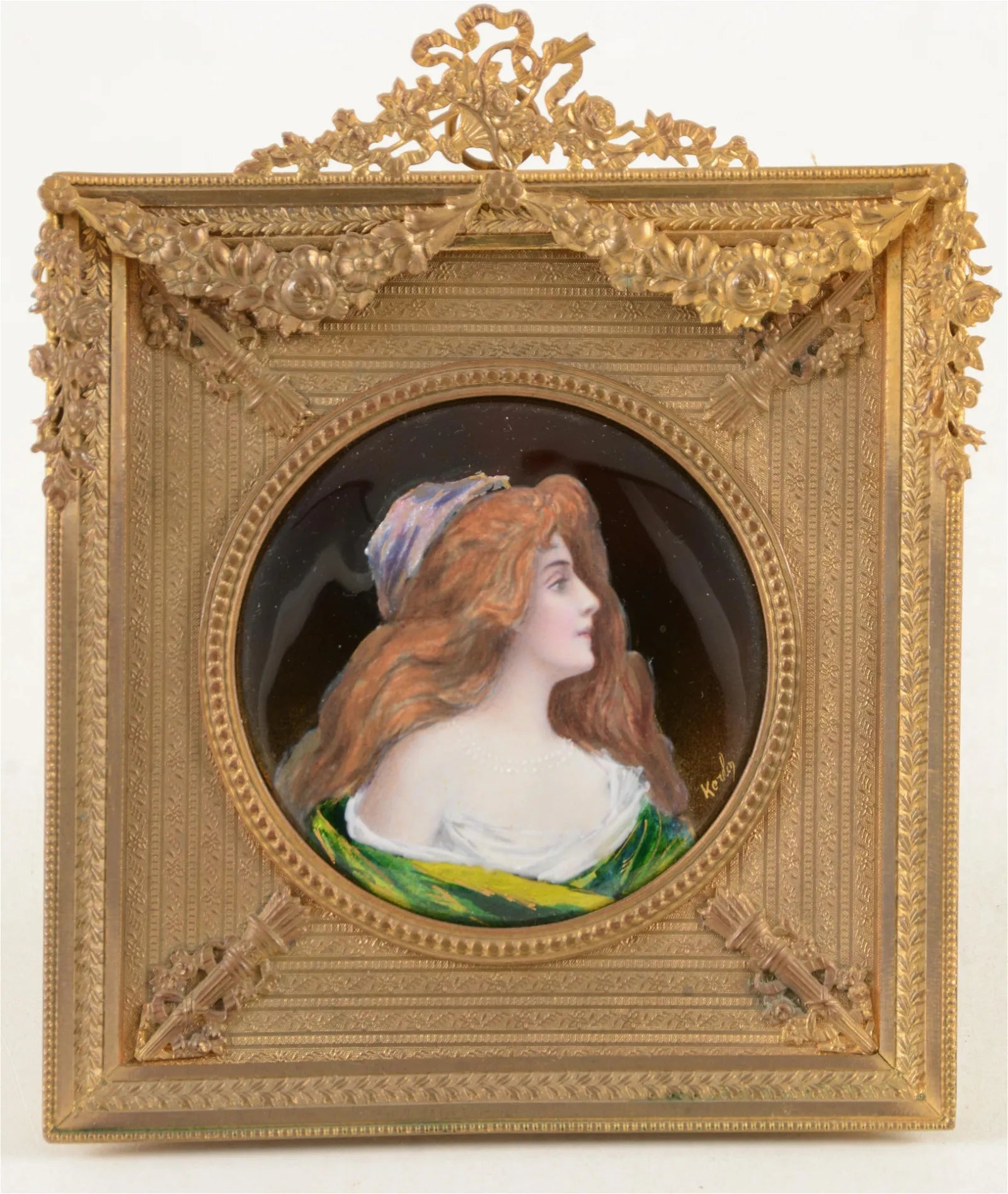 AW585: KEVLER - LATE 19TH C FRENCH ENAMEL PAINTING ON COPPER PANEL