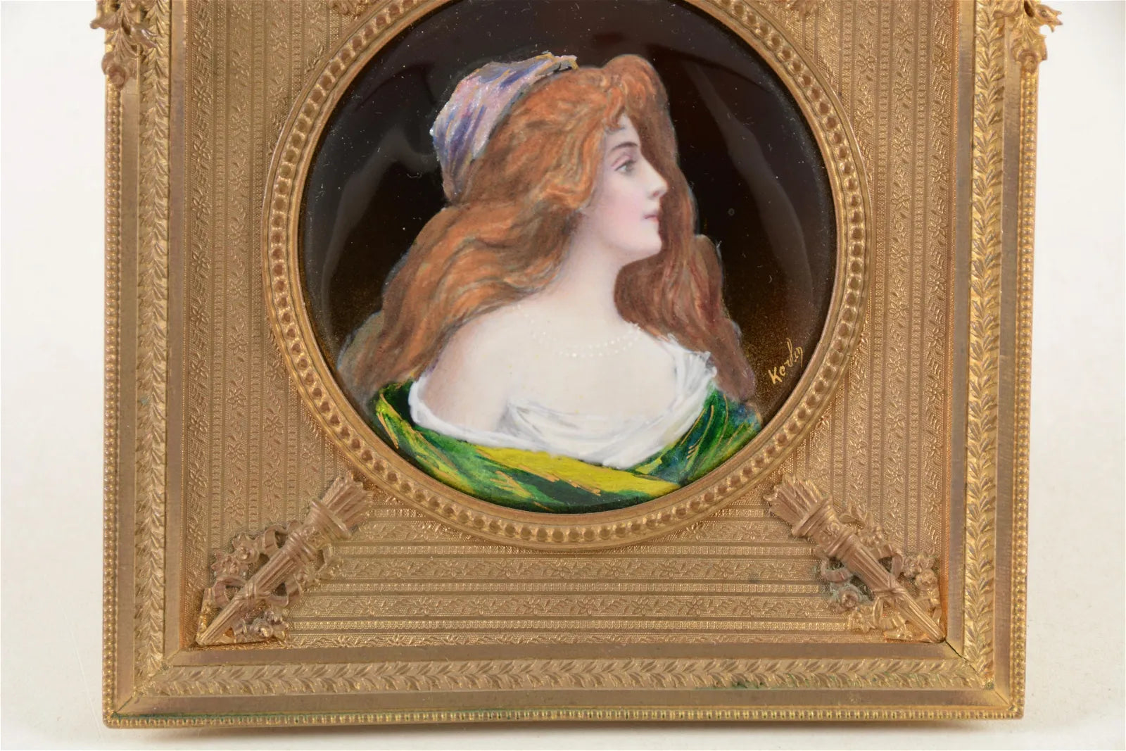 AW585: KEVLER - LATE 19TH C FRENCH ENAMEL PAINTING ON COPPER PANEL