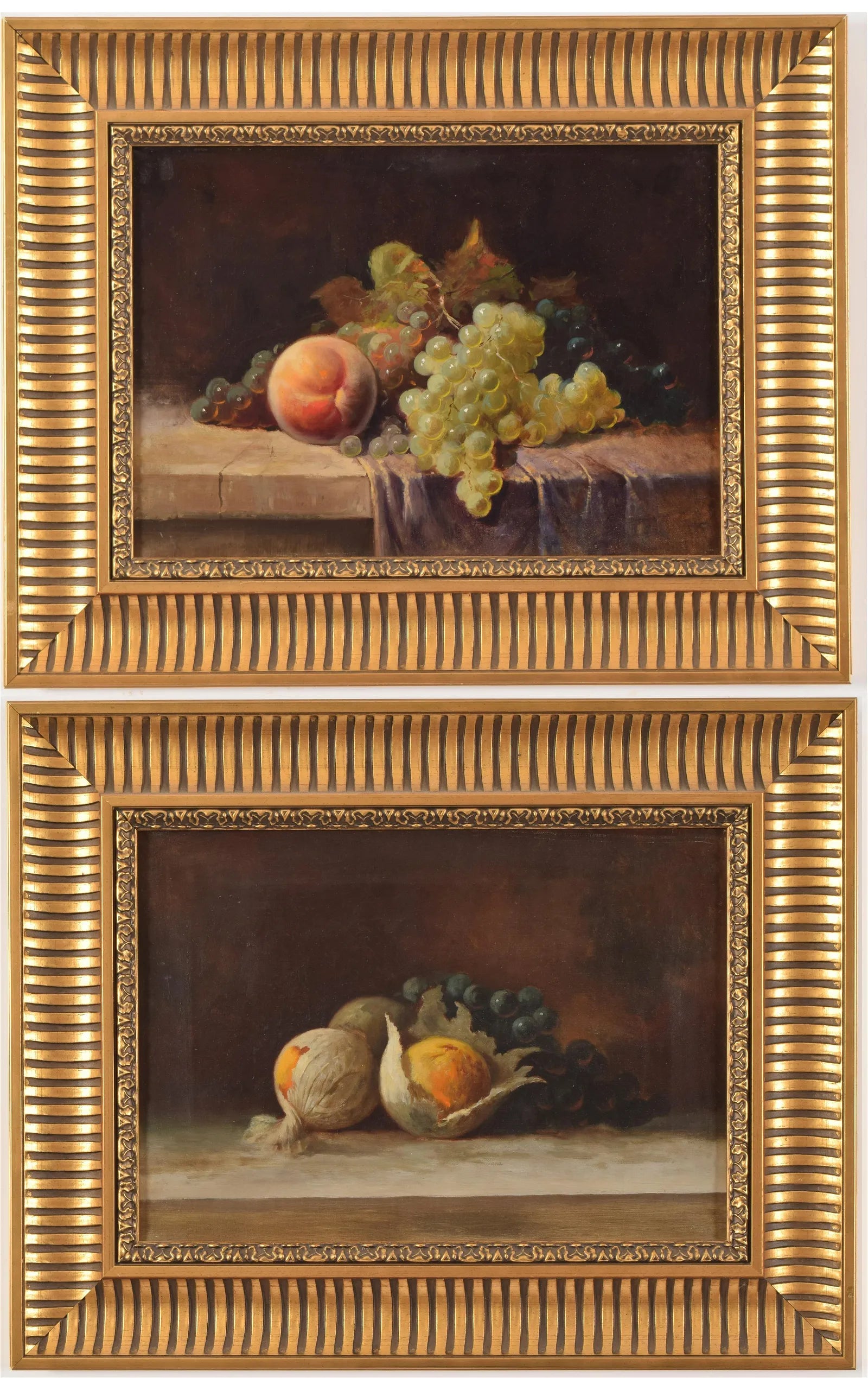 AW584: English School - Late 19th Century - 2 Still Life Paintings of Fruit - Oil on Canvas