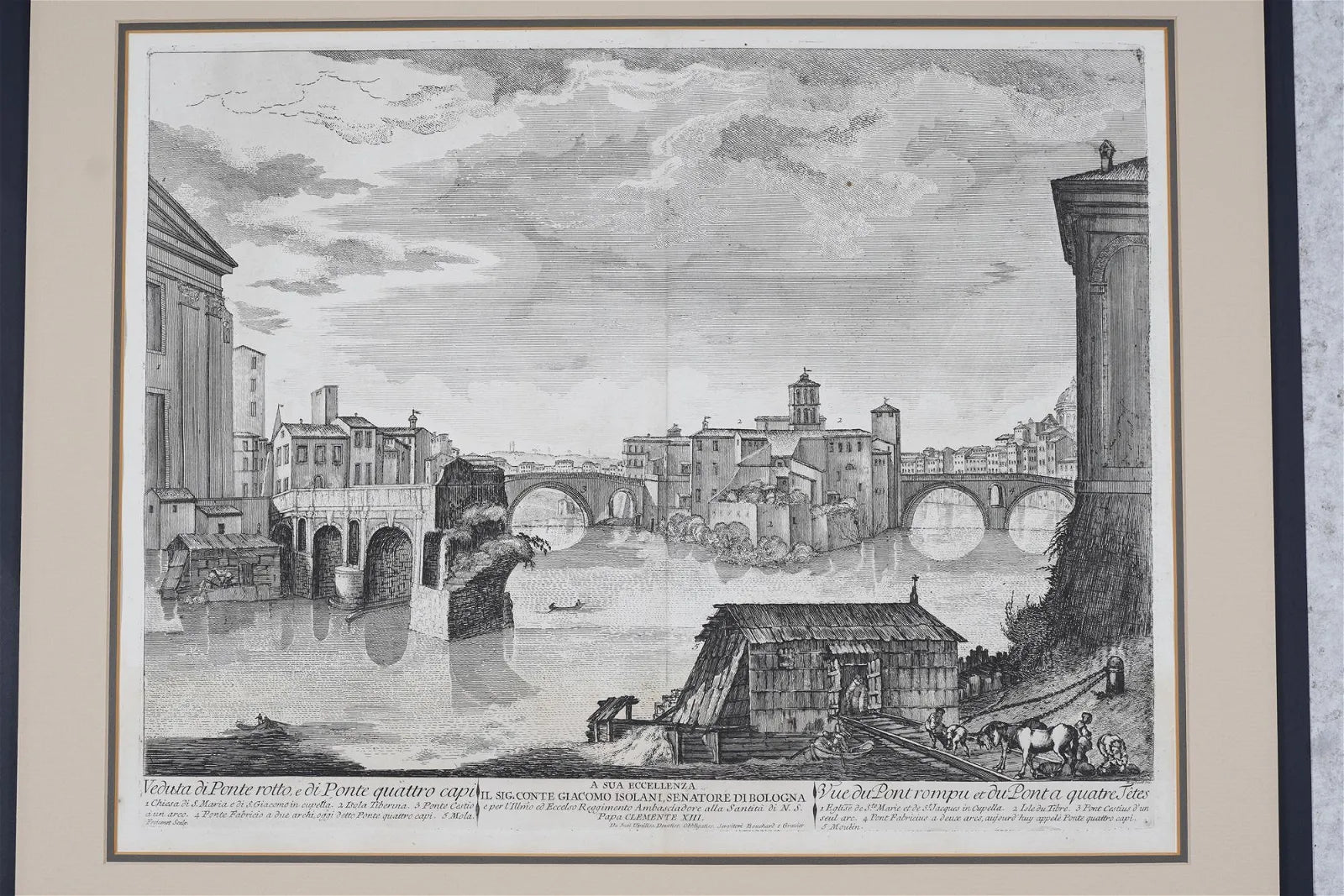 AW7-010: JEAN BARBAULT - SET OF 5 ANTIQUE ENGRAVINGS - VIEWS OF 18TH CENTURY ROME