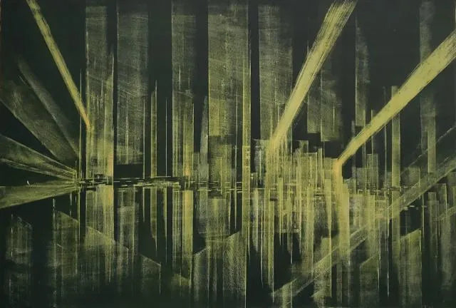 Mid Century Lithograph of Modernist Skyline | Work of Man