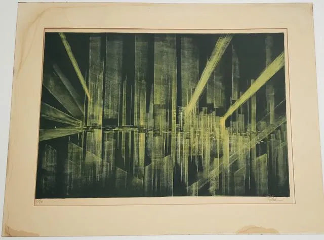 AW8-004: Mid Century Lithograph of Modernist Skyline