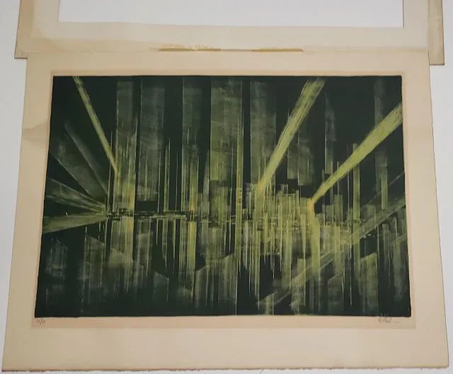 AW8-004: Mid Century Lithograph of Modernist Skyline