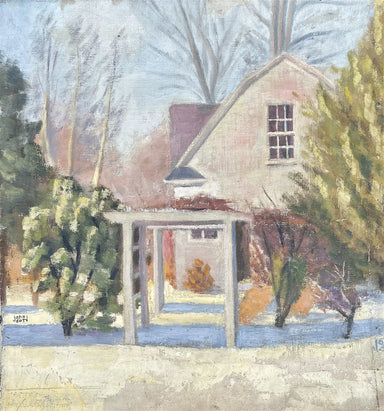 John Doty - American Impressionist - Snowy Winger Day Oil on Canvas Painting | Work of Man