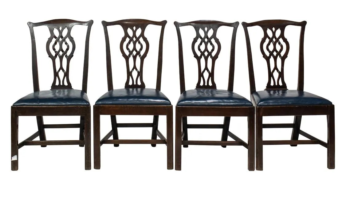 AF2-005: Assembled Set of 12 Antique Early 19th Century English Mahogany Chippendale Style Dining Chairs