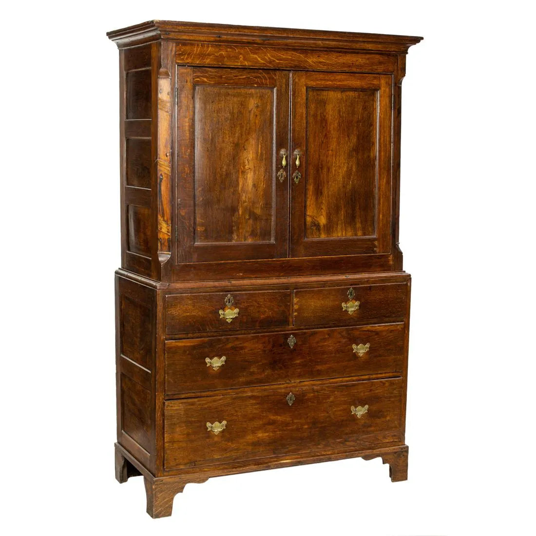 AF4-009: Antique Late 18th C Georgian Oak Linen Press