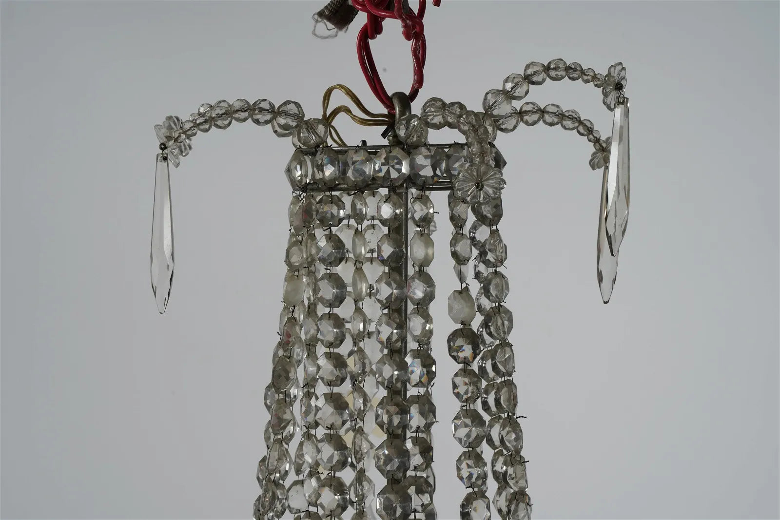 AL1-063: MID 19TH CENTURY FRENCH EMPIRE SIX LIGHT CRYSTAL CHANDELIER