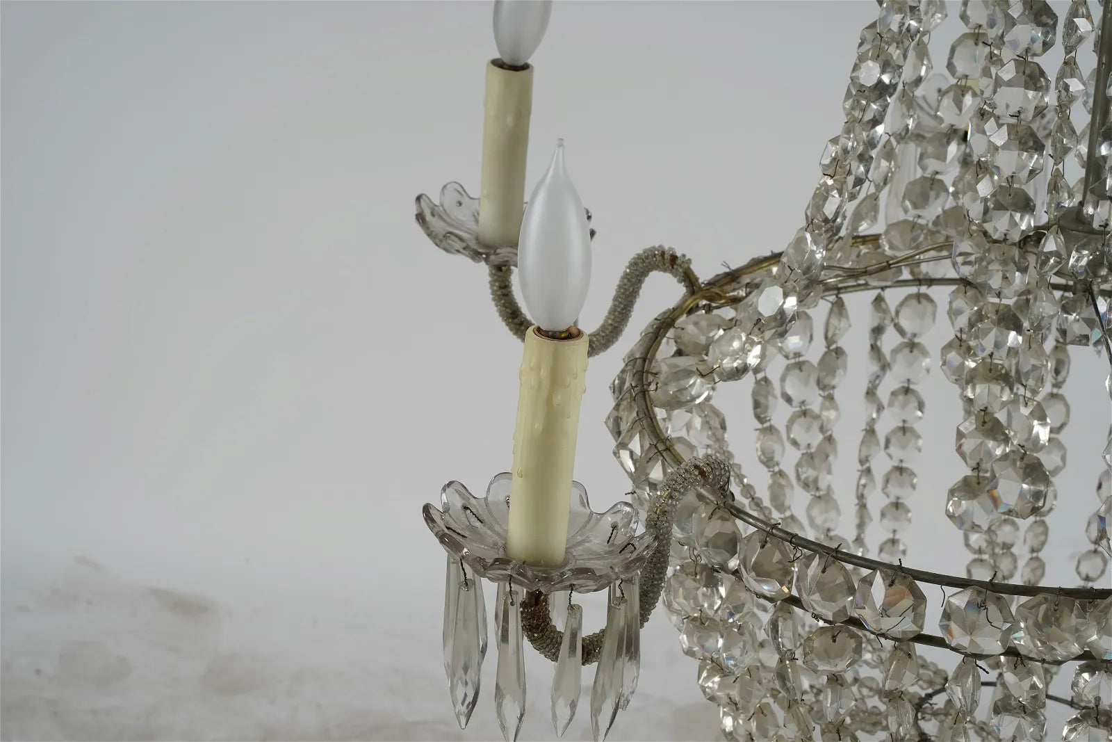 AL1-063: MID 19TH CENTURY FRENCH EMPIRE SIX LIGHT CRYSTAL CHANDELIER