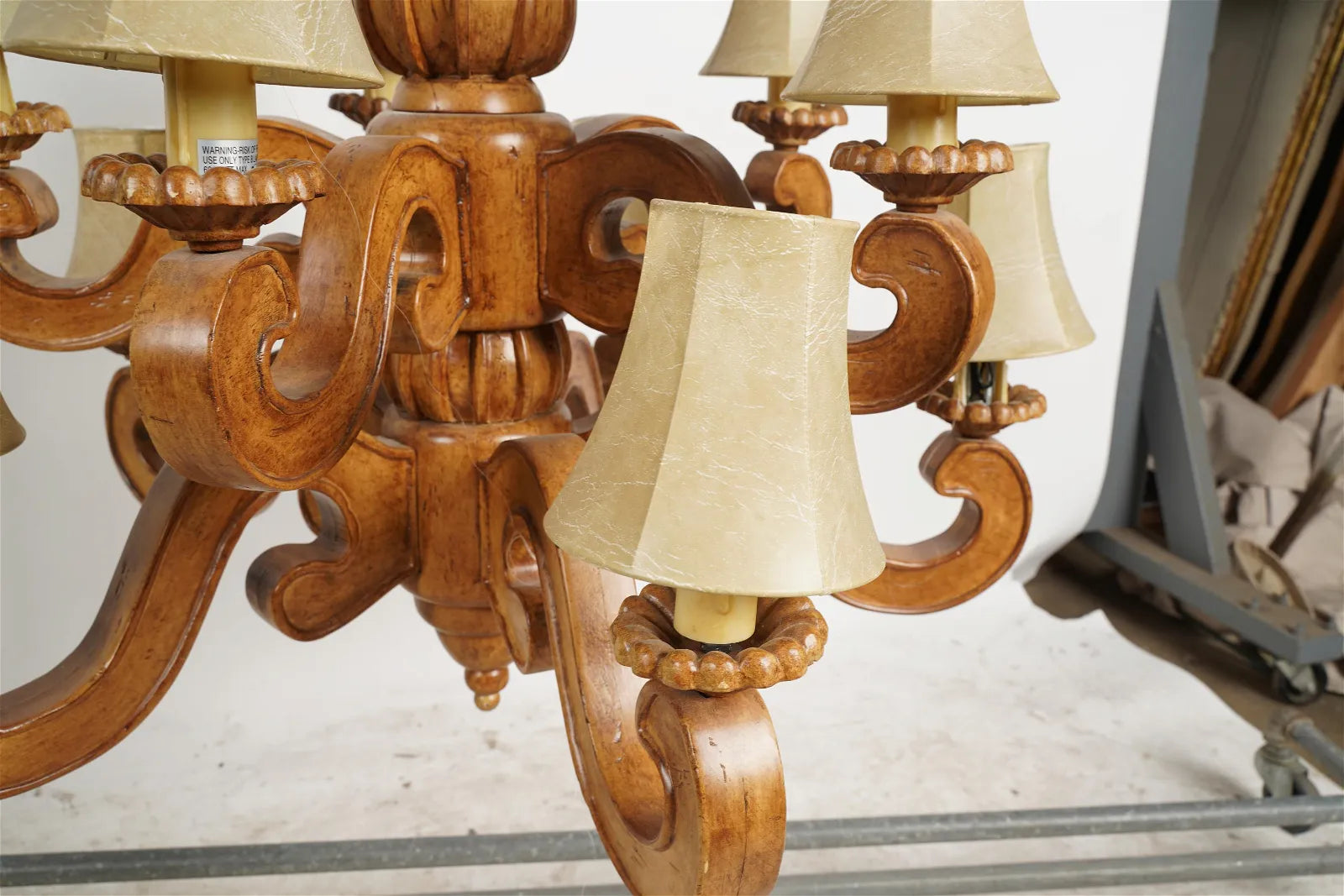 AL1-067:  Late 20th C Carved Wood 10 Light French Provincial Style Chandelier From the Larry Flynt Estate