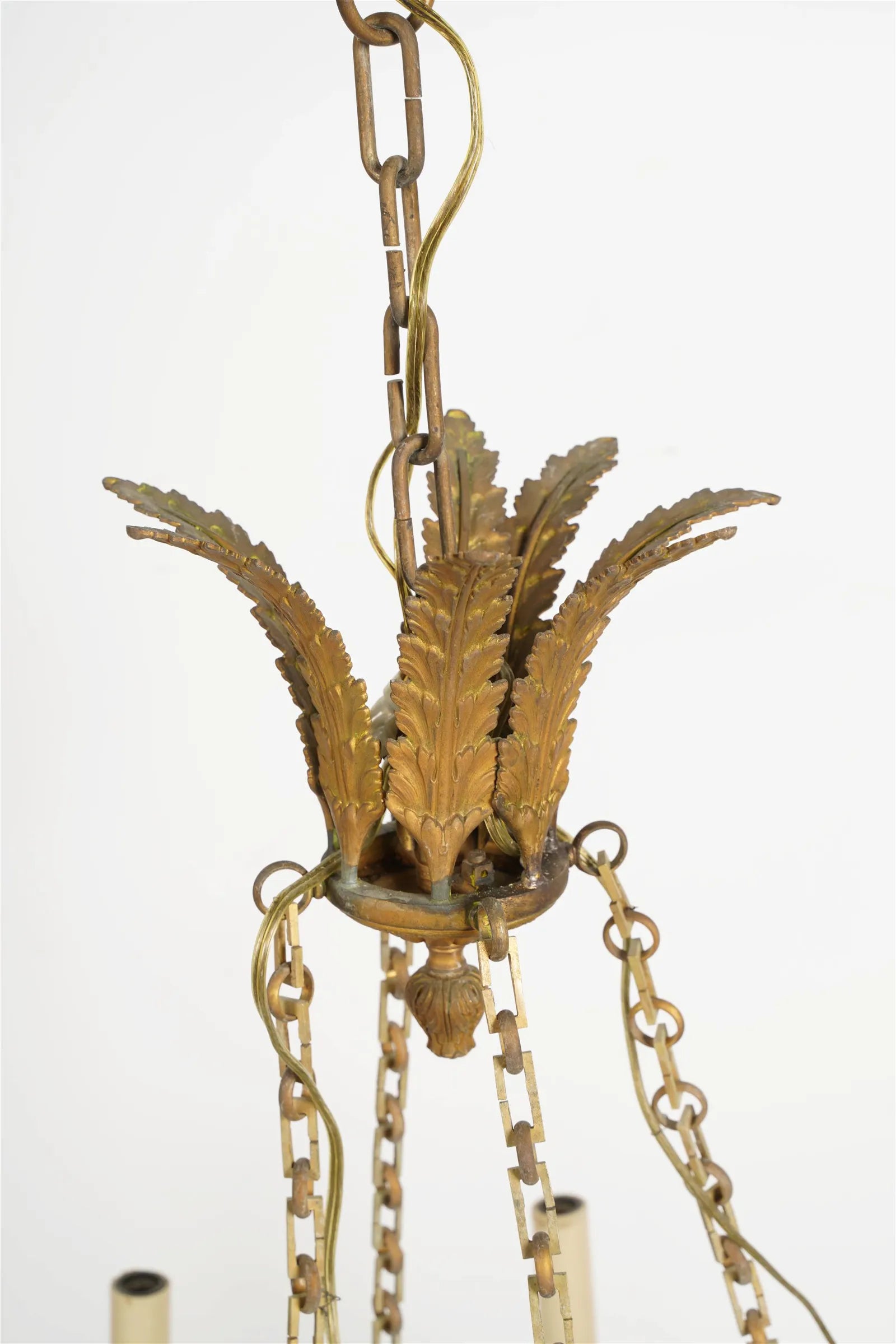 AL1-065: LATE 19TH CENTURY FRENCH EMPIRE STYLE GILT METAL 8 LIGHT CHANDELIER