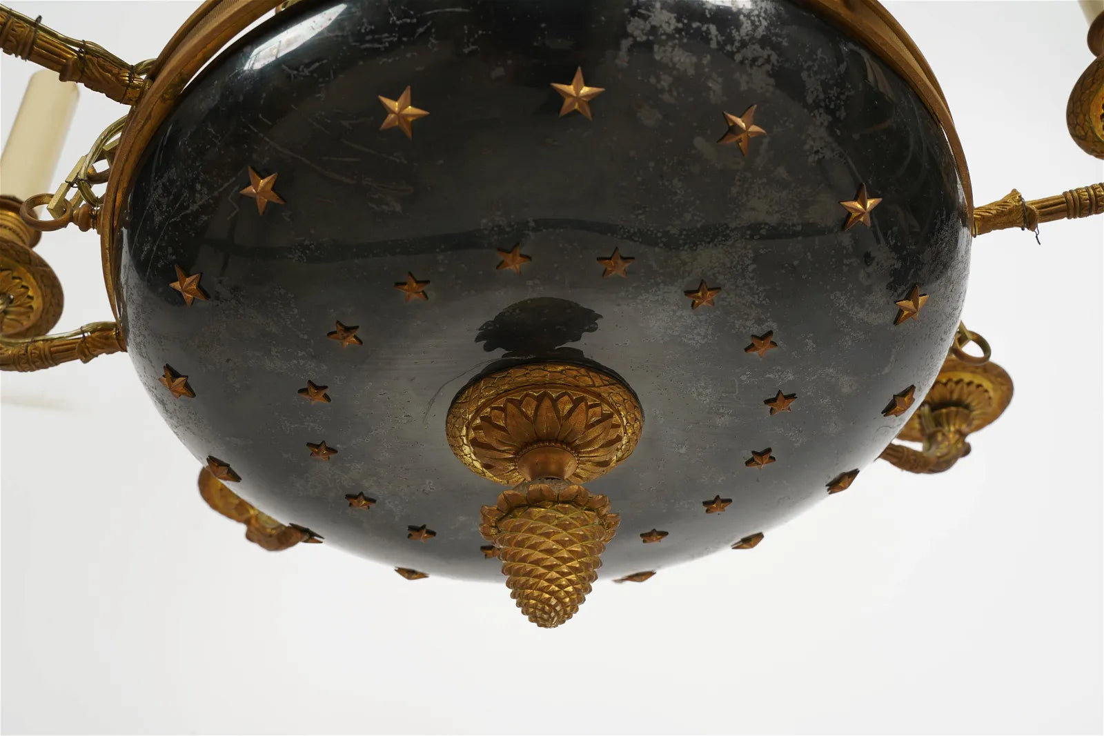 AL1-065: LATE 19TH CENTURY FRENCH EMPIRE STYLE GILT METAL 8 LIGHT CHANDELIER