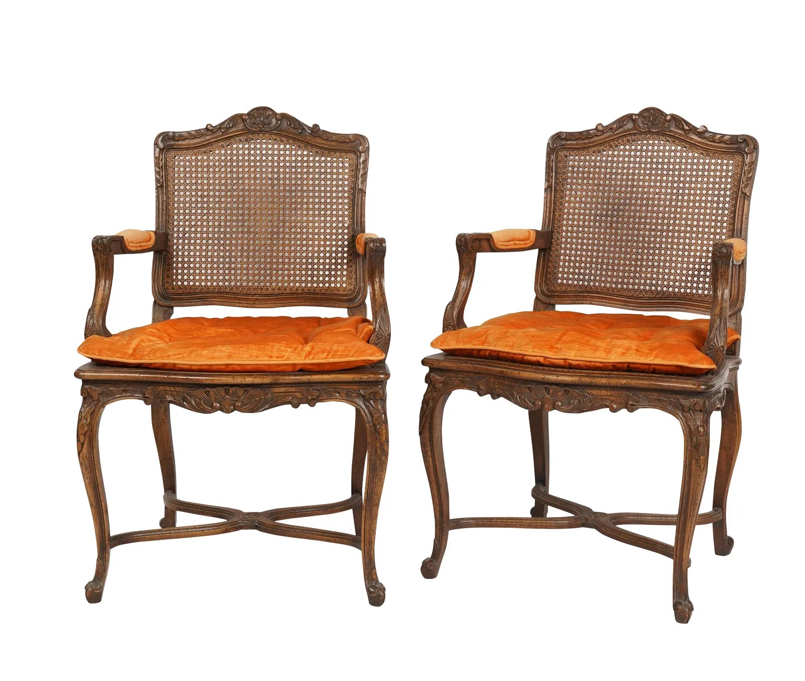 AF2-270: Vintage Pair of Mid 20th Century French Carved Oak Louis XV Style Fauteuil