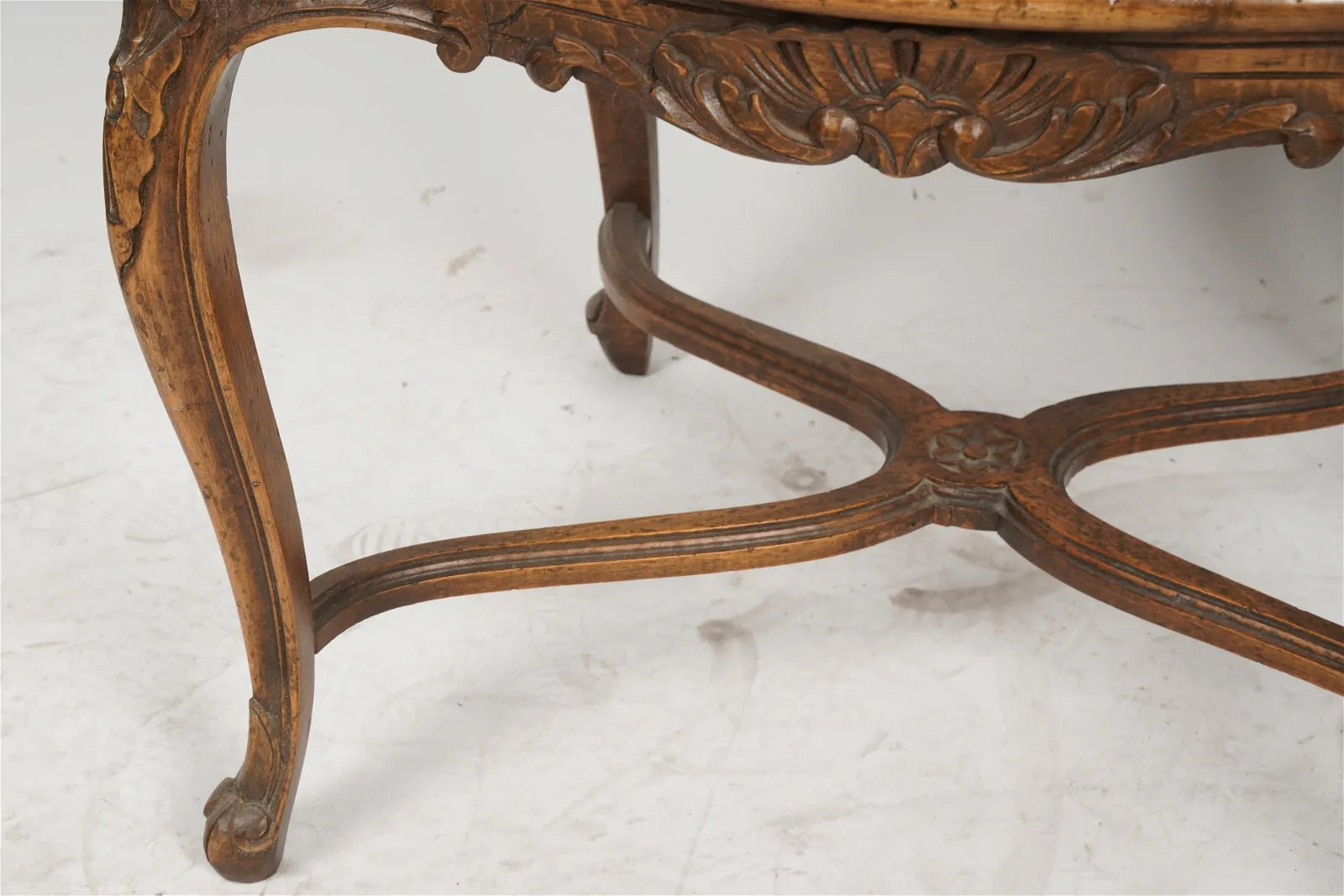 AF2-270: Vintage Pair of Mid 20th Century French Carved Oak Louis XV Style Fauteuil