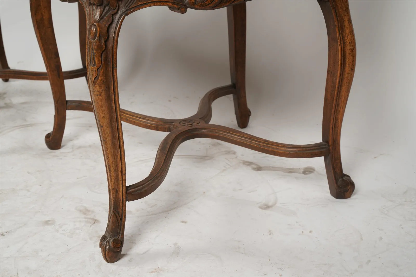 AF2-270: Vintage Pair of Mid 20th Century French Carved Oak Louis XV Style Fauteuil