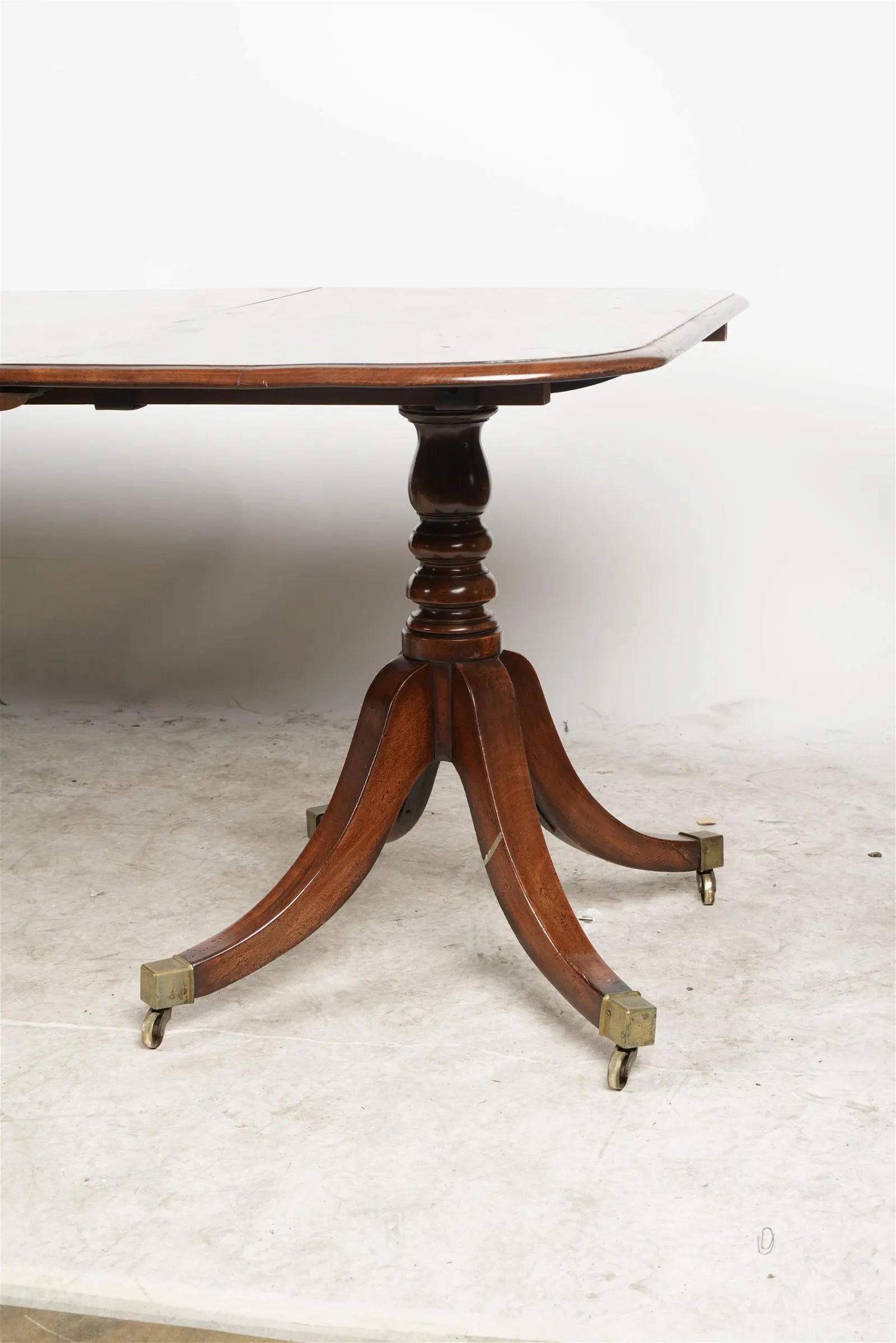 AF1-094: Antique Early 19th C English Regency Double Pedestal Mahogany Dining Table