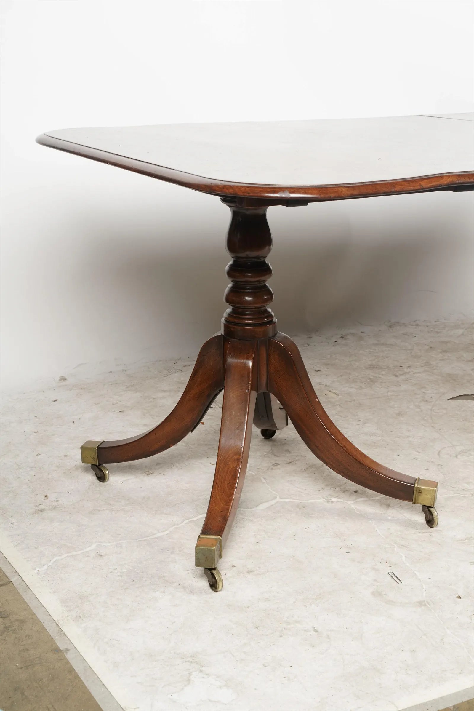 AF1-094: Antique Early 19th C English Regency Double Pedestal Mahogany Dining Table