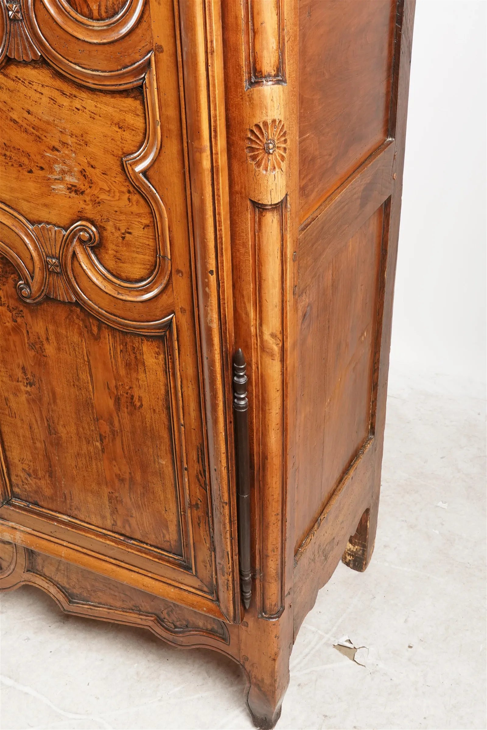 AF3-007: ANTIQUE LATE 18TH CENTURY LOUIS XV PROVINCIAL FRUITWOOD ARMOIRE