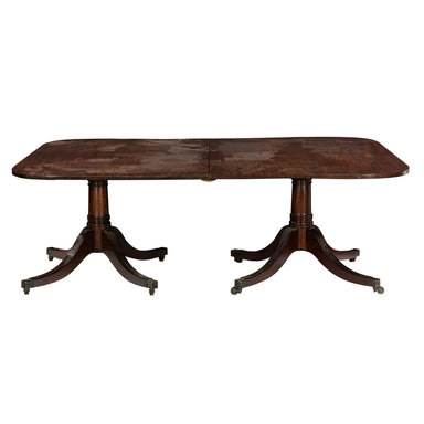 Antique English Regency Mahogany Double Pedestal Dining Table | Work of Man
