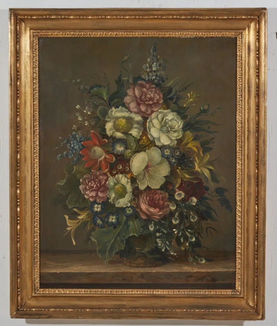 AW538 - Mid 19th C English School - Still Life With Flowers - Oil on Canvas