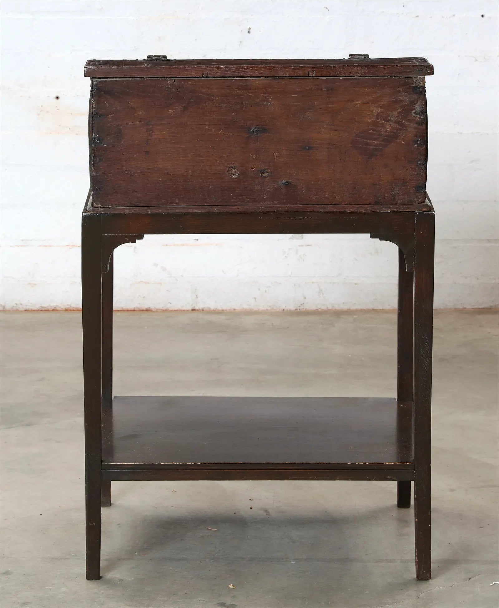 AF5-027: Antique Early 17th Century English Jacobean Slant Front Writing Desk on Later Stand