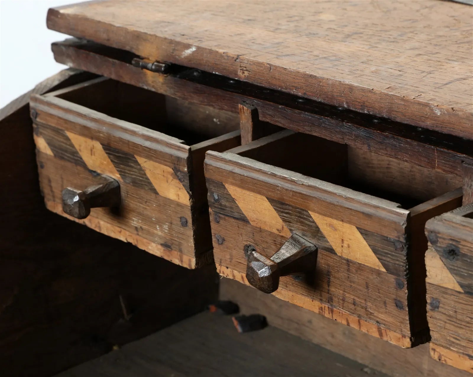 AF5-027: Antique Early 17th Century English Jacobean Slant Front Writing Desk on Later Stand