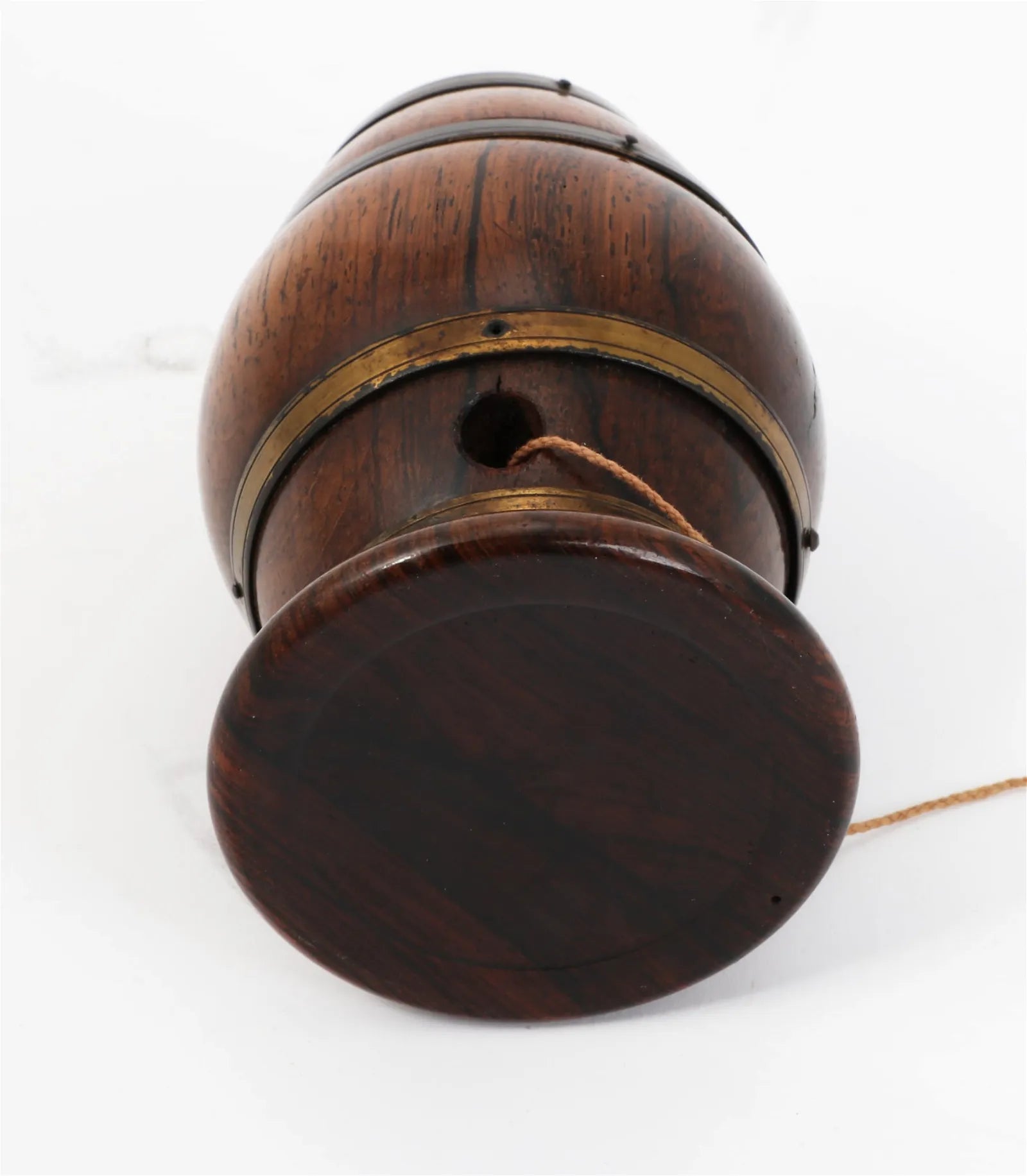 CR9-011: Early 19th Century English Lignum Vitae String Box W/ Brass Banding