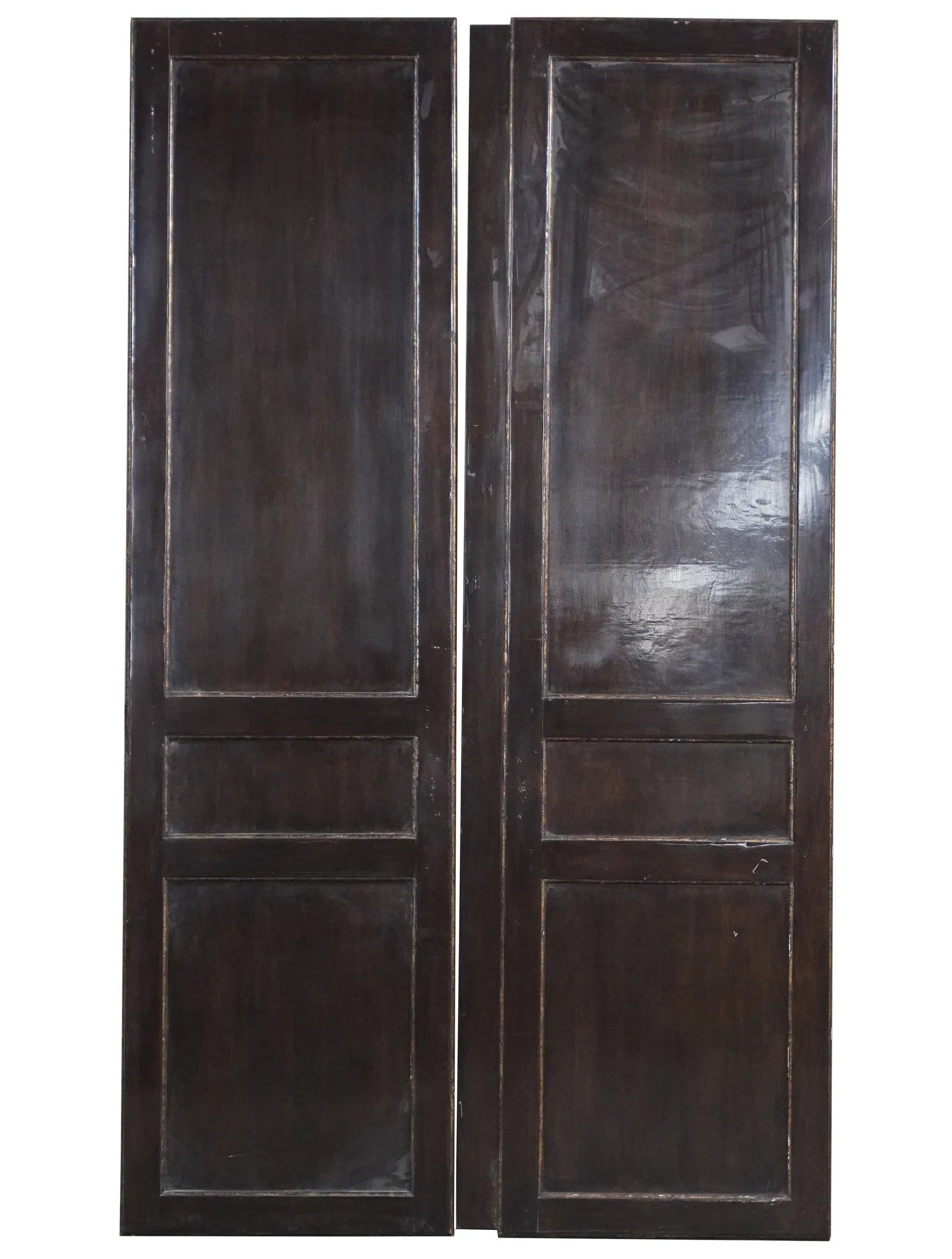 AF7-011: Late 20th Century Tall Continental 2 Panel Highly Polished Wood Screen / Room Divider