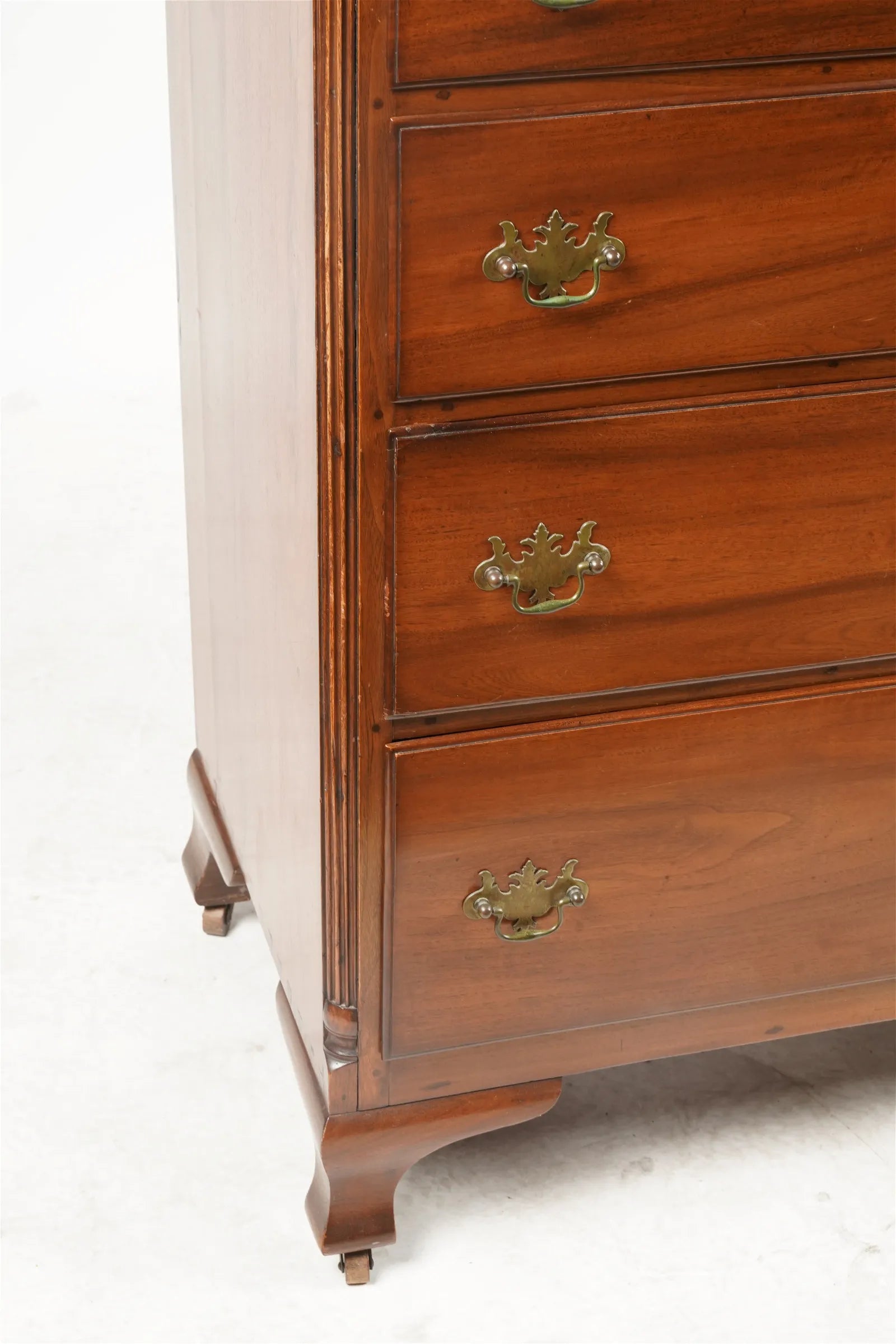 AF4-060: Antique Early to Mid 19th C American Bench Made Mahogany Tall Chest of Drawers