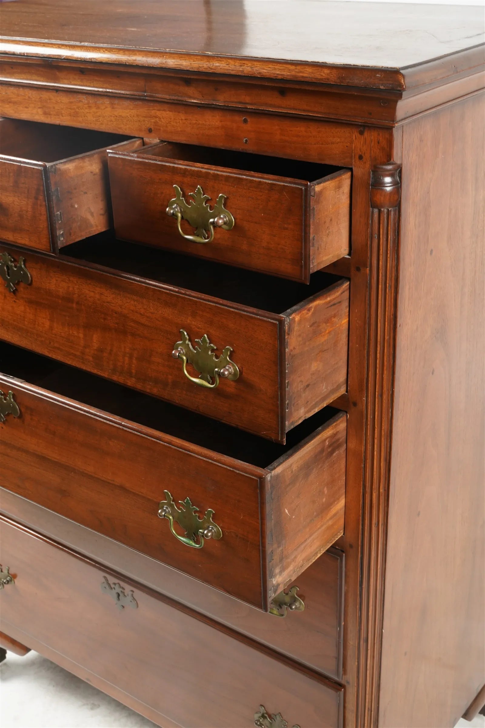 AF4-060: Antique Early to Mid 19th C American Bench Made Mahogany Tall Chest of Drawers