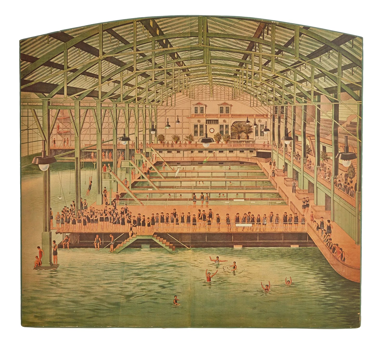 Circa 1970 Lithograph Laid to Board - The Sutro Baths at the turn of the 20th Century | Work of Man