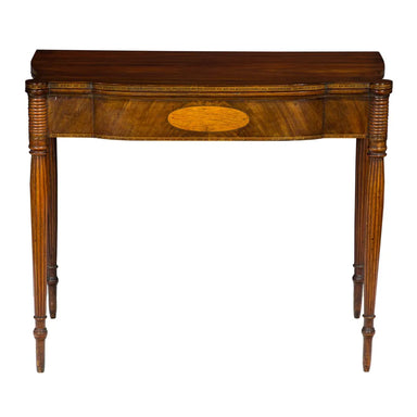 Antique America Sheraton Inlaid Card Table, Portsmouth | Work of Man
