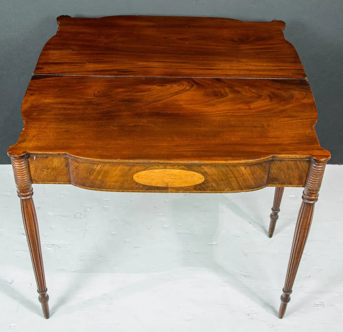 AF1-082: Antique Early 19th Century American Sheraton Inlaid Card Table, Portsmouth circa 1810