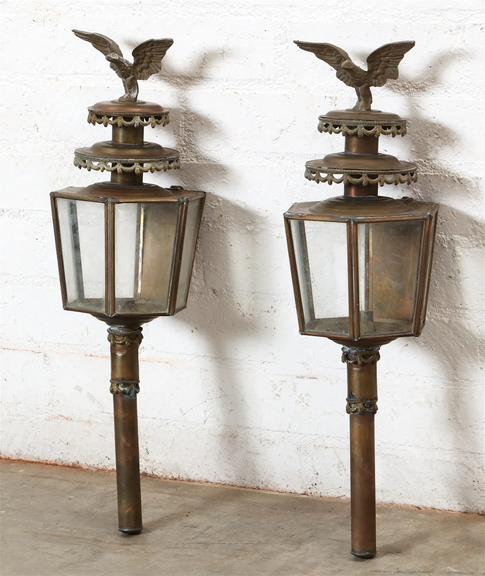 AL3-006: Pair of Early 19th Century American Federal Coach Lanterns Converted to Electric Outdoor Sconces