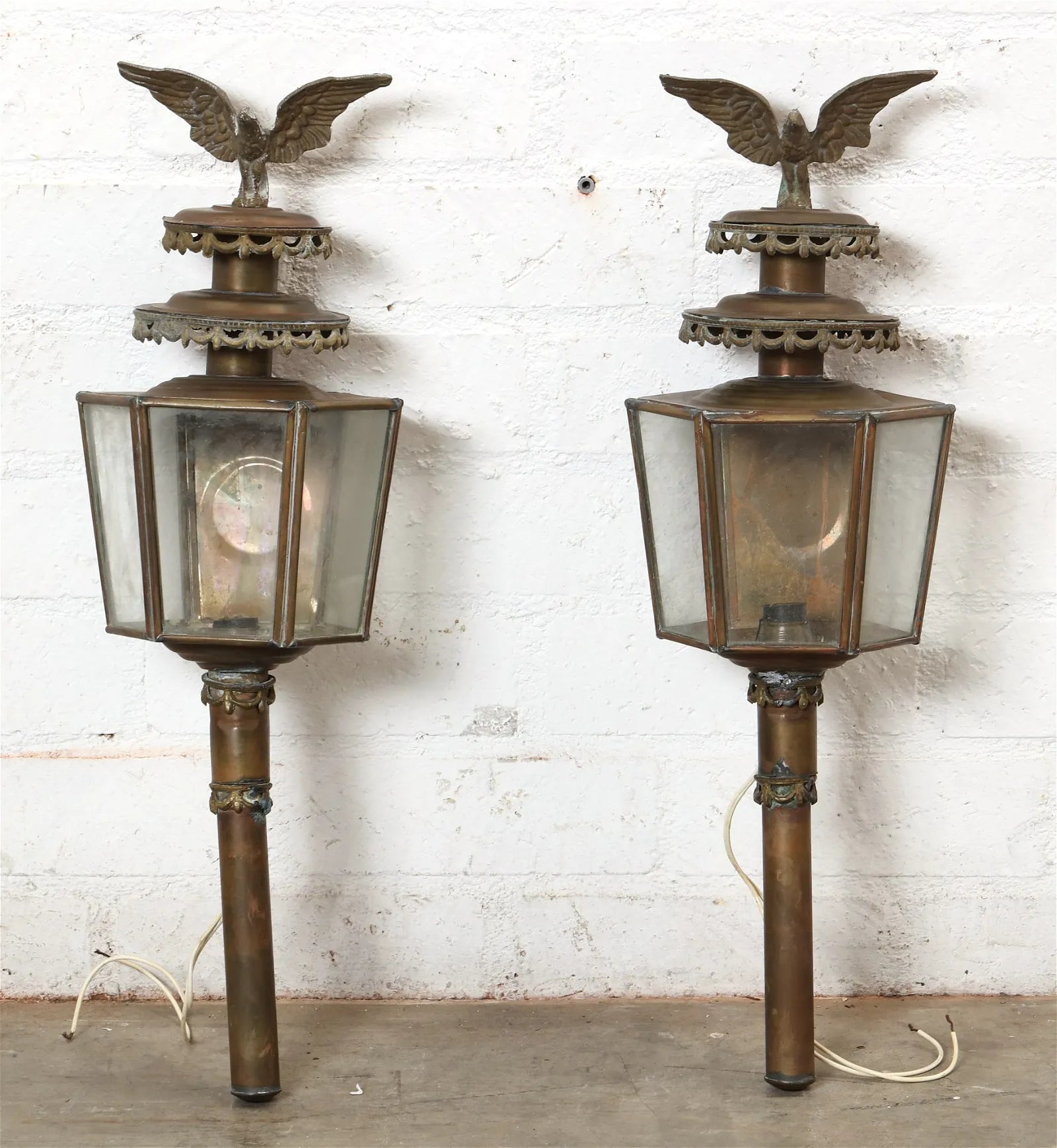 AL3-006: Pair of Early 19th Century American Federal Coach Lanterns Converted to Electric Outdoor Sconces