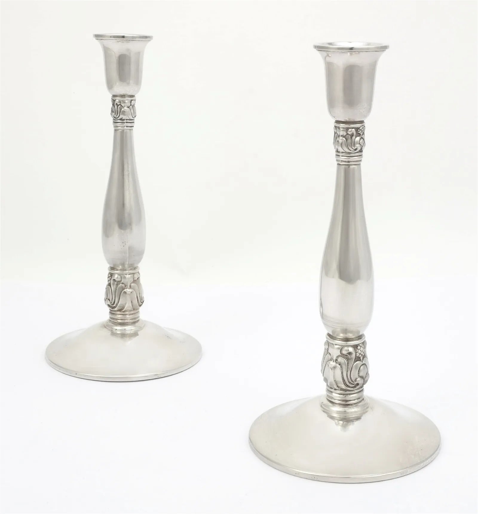 DA2-018: Pair of International Silver Weighted Sterling Silver Royal Danish Candlesticks mid 20th Century