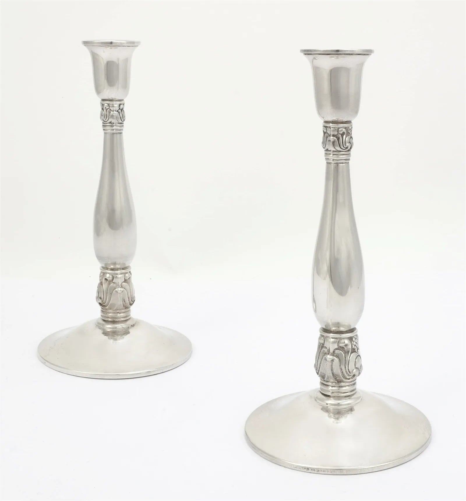 DA2-018: Pair of International Silver Weighted Sterling Silver Royal Danish Candlesticks mid 20th Century