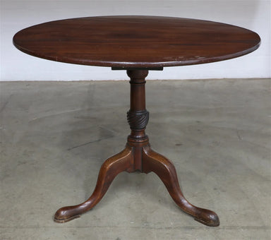 Antique English Georgian Mahogany Tripod Pedestal Tilt Top Table | Work of Man