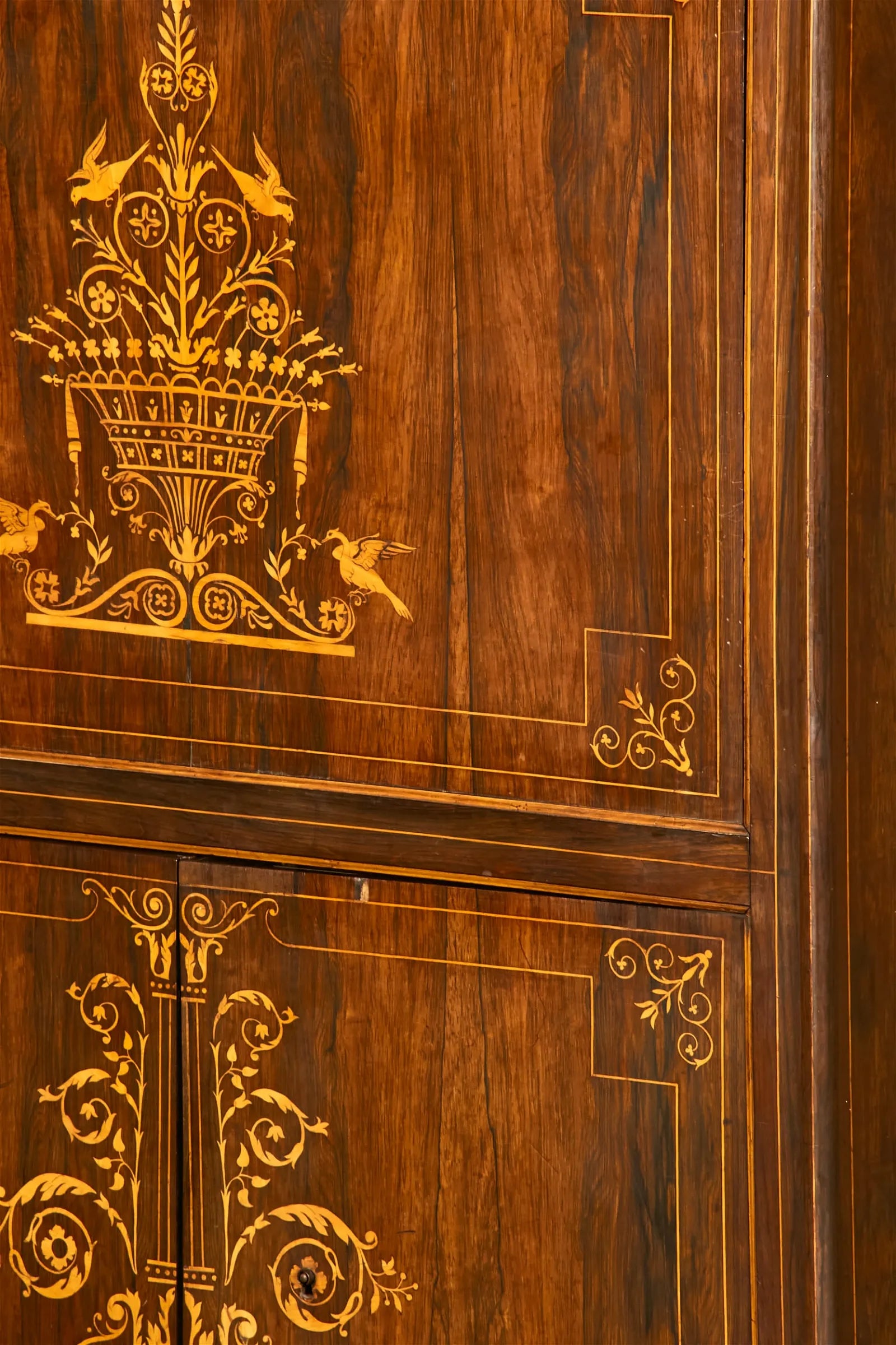 AF5-003: Antique Early 19th Century French Charles X Inlaid Hardwood & Marquetry Secretaire Abattant