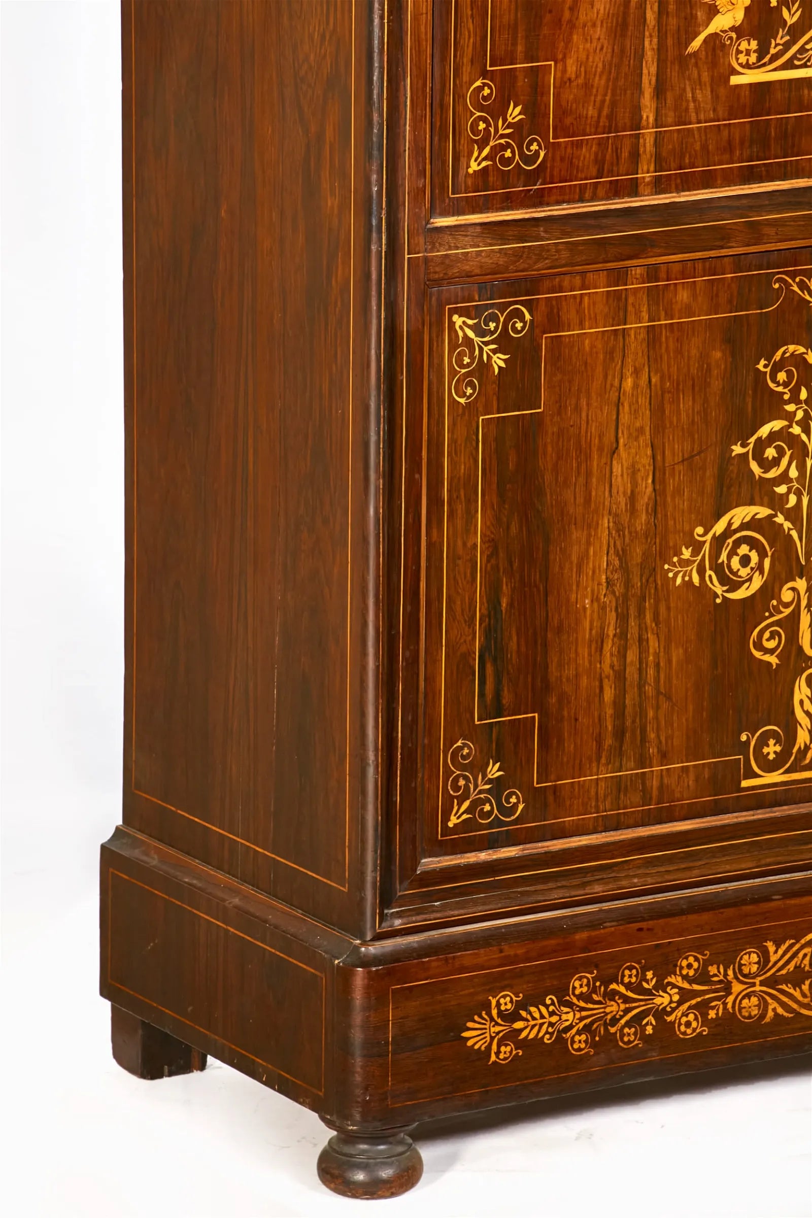 AF5-003: Antique Early 19th Century French Charles X Inlaid Hardwood & Marquetry Secretaire Abattant