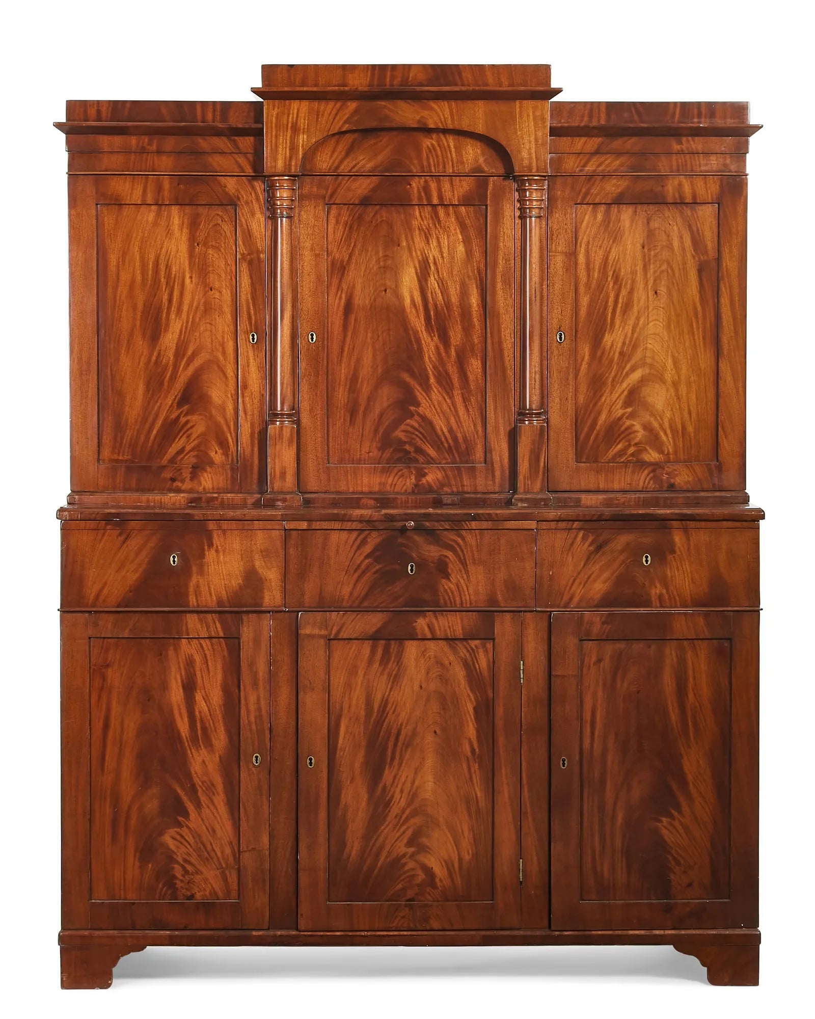 AF3-002: ANTIQUE EARLY 19th C NORTHERN GERMAN BIEDERMEIER FLAME MAHOGANY CABINET